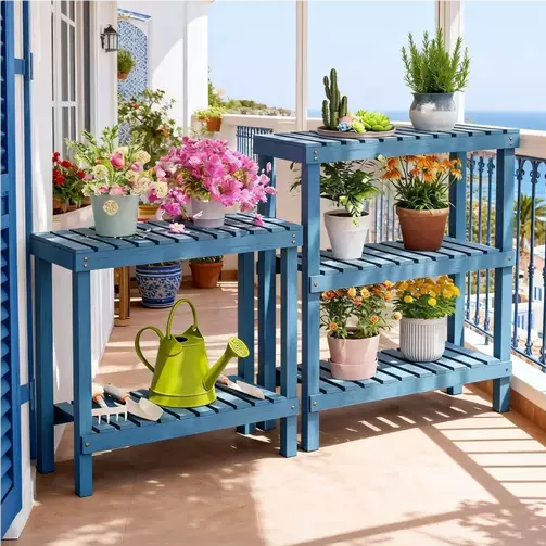 室内阳台落地式木制多层客厅花架