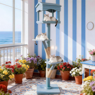 室内靠墙新式猫爬架柱子幼猫墙角花架缅因剑麻楼梯跳台不占地猫窝