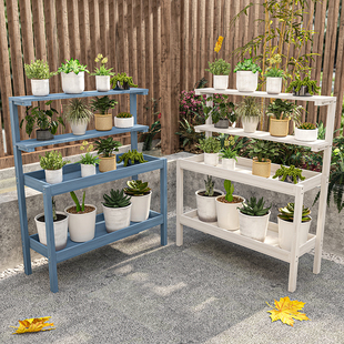 户外防腐木阳台花架子室内绿萝实木多肉靠墙置物架室外多层落地式