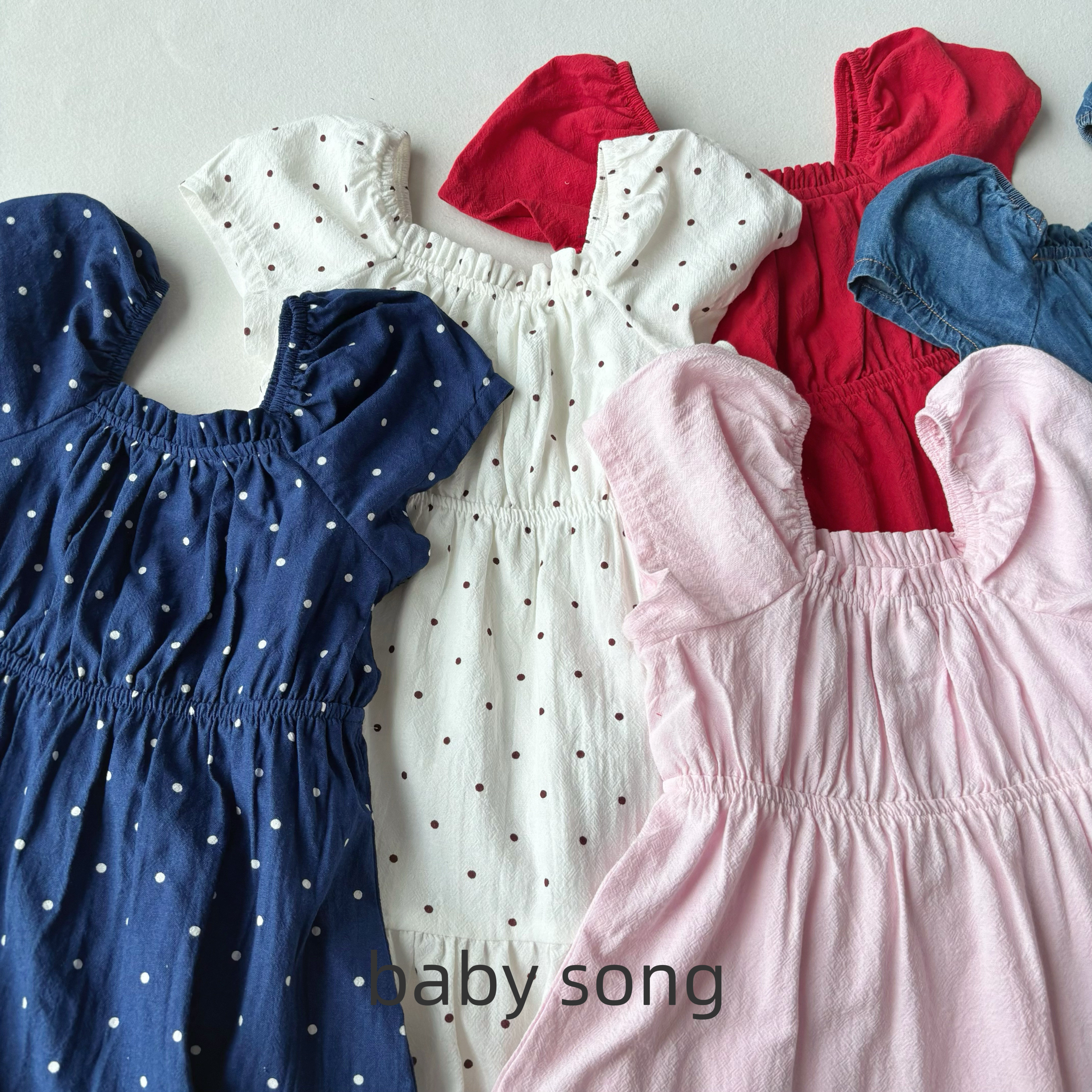 澳单cot2-10岁甜美公主复古女童26春夏纯棉波点飞袖泡泡袖连衣裙