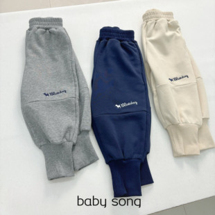 运动收口长裤 160男女宝儿童春秋纯棉毛圈休闲宽松卫裤 韩单100