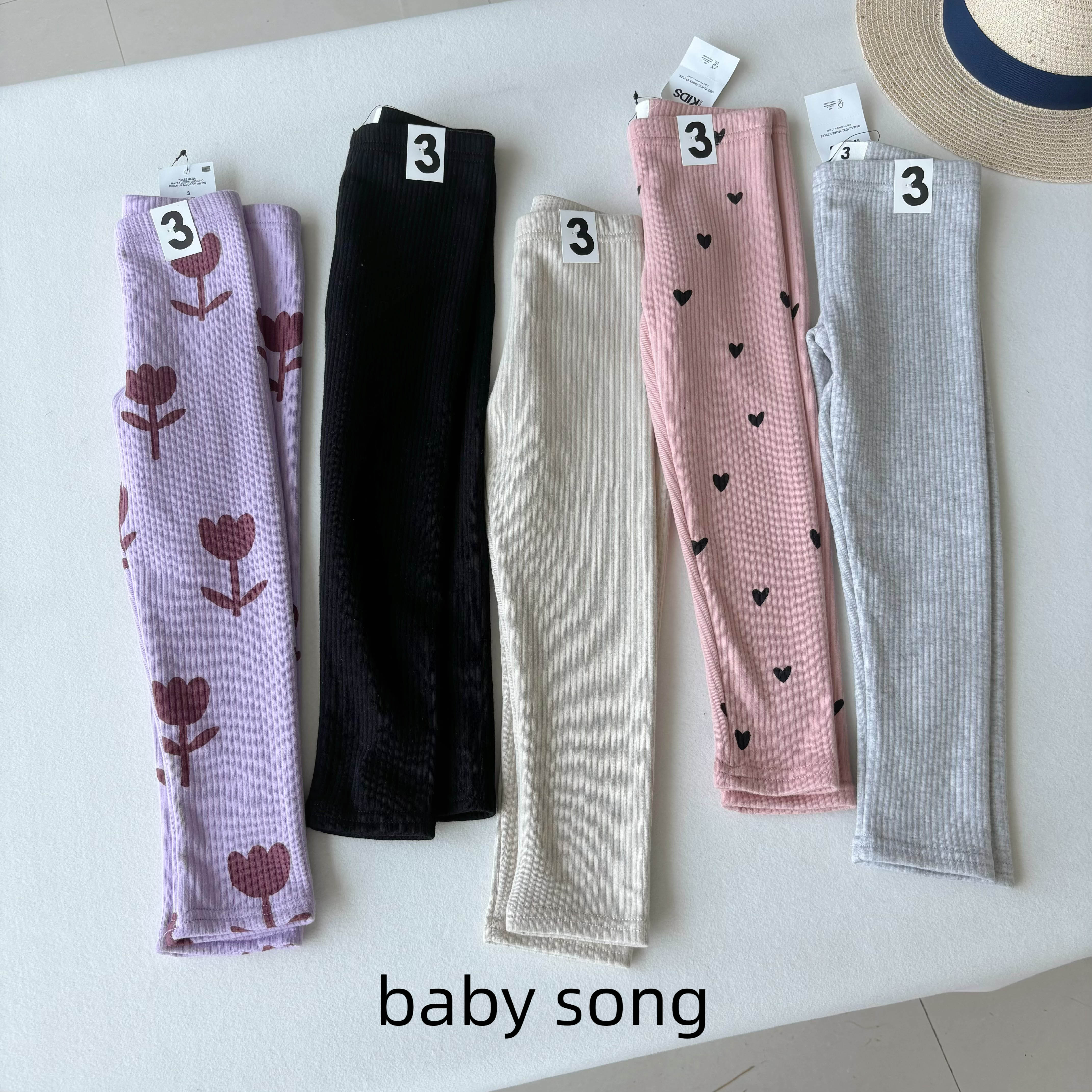 薄绒！澳单cot2-10岁女童秋冬新棉感拉绒软糯坑条爱心纯色打底裤