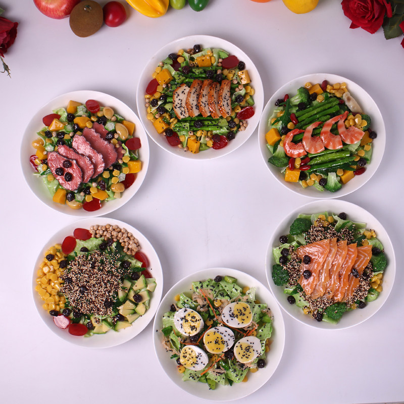 蔬菜鸡肉沙拉模型仿真食物定制轻食色拉样品salad道具简代餐假菜