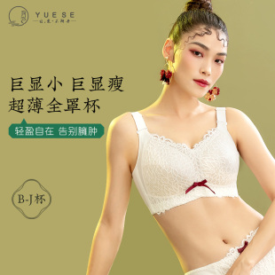 内衣女胖mm薄款 月色大胸显小全罩杯文胸缩胸大码 聚拢防下垂超薄