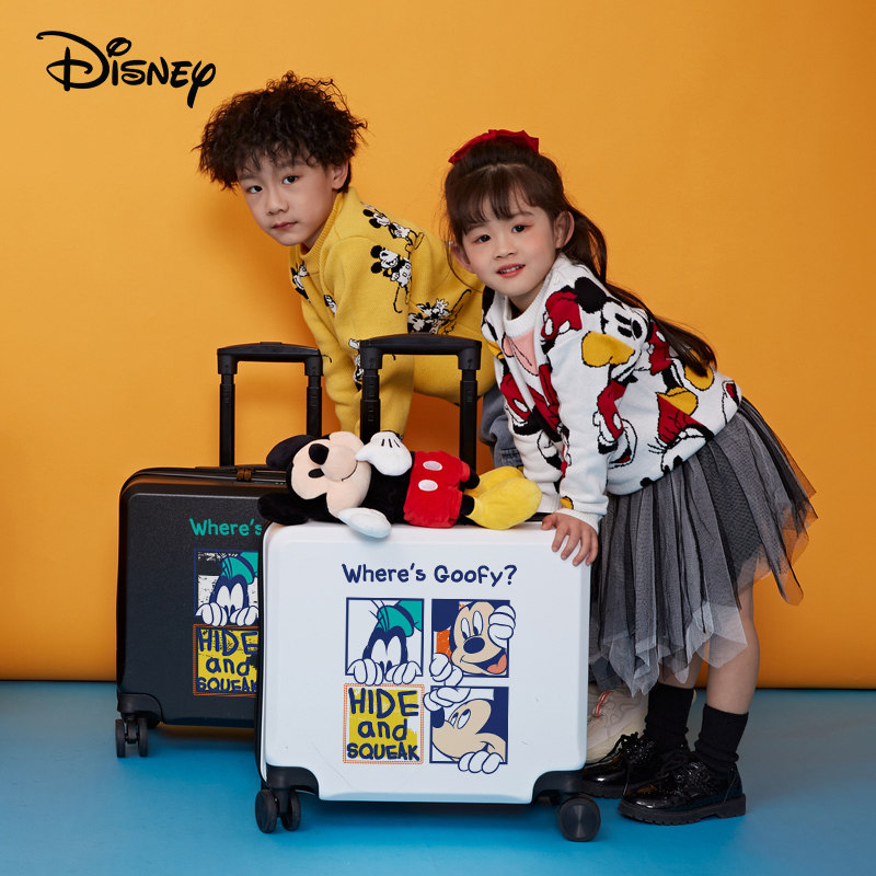 迪士尼儿童行李箱男孩可坐骑米奇旅行箱女童可爱卡通宝宝拉杆箱
