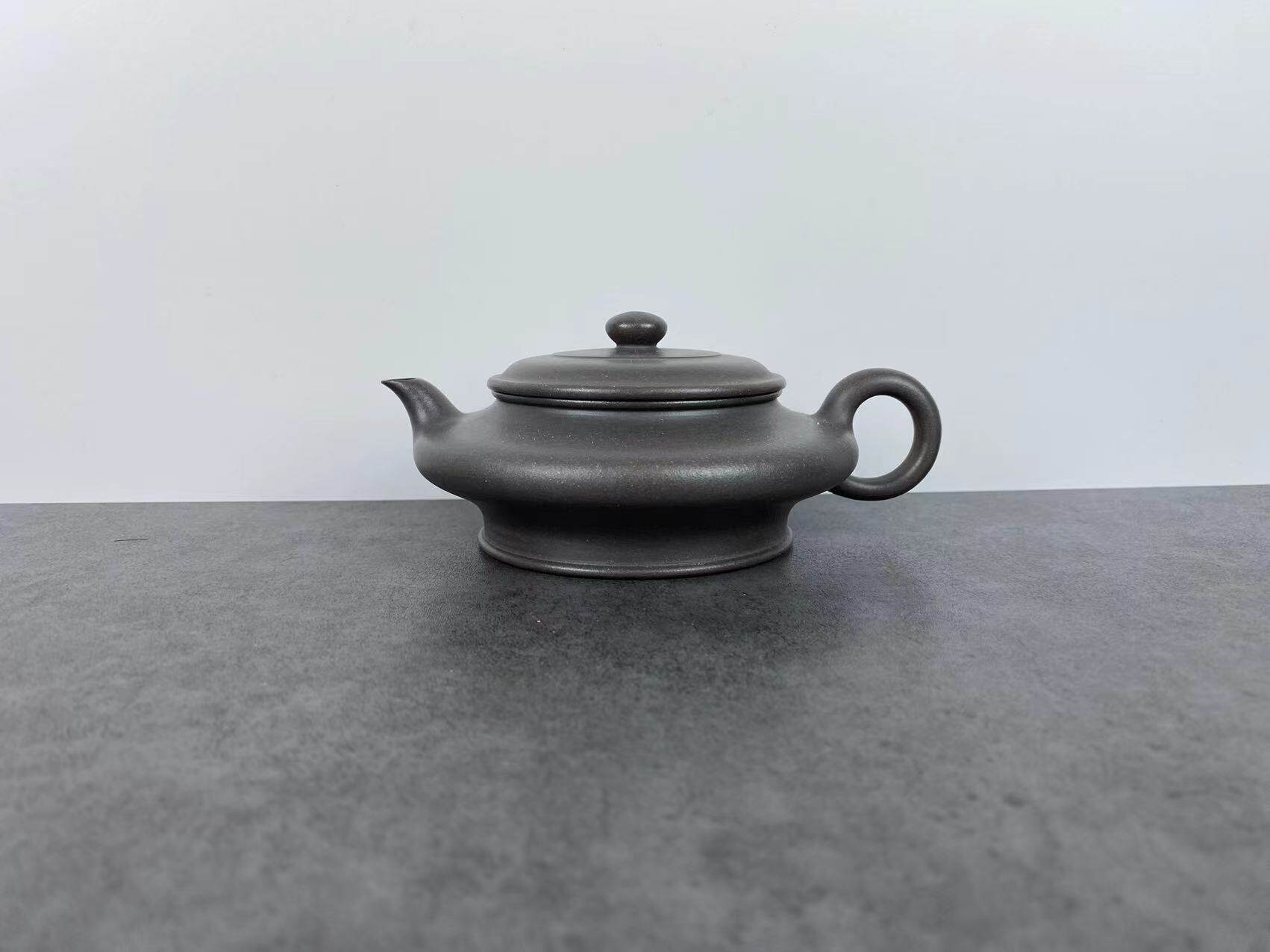 220cc虚扁 全手工制作宜兴紫砂壶 黄龙山原矿天青泥 中式泡茶茶具