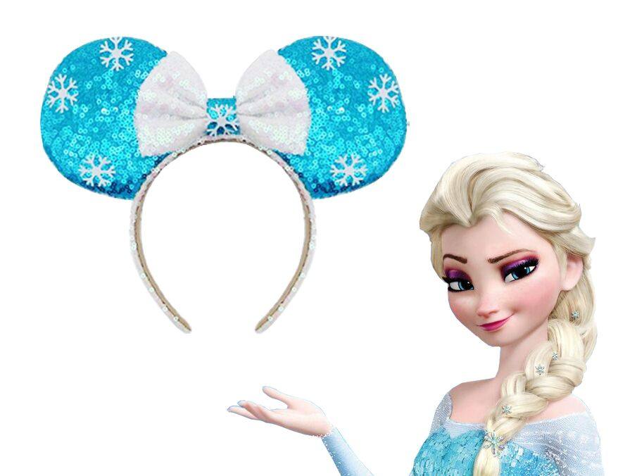 冰雪奇缘迪斯尼艾莎白雪公主发箍立体亮片蝴蝶结头箍成人儿童发饰