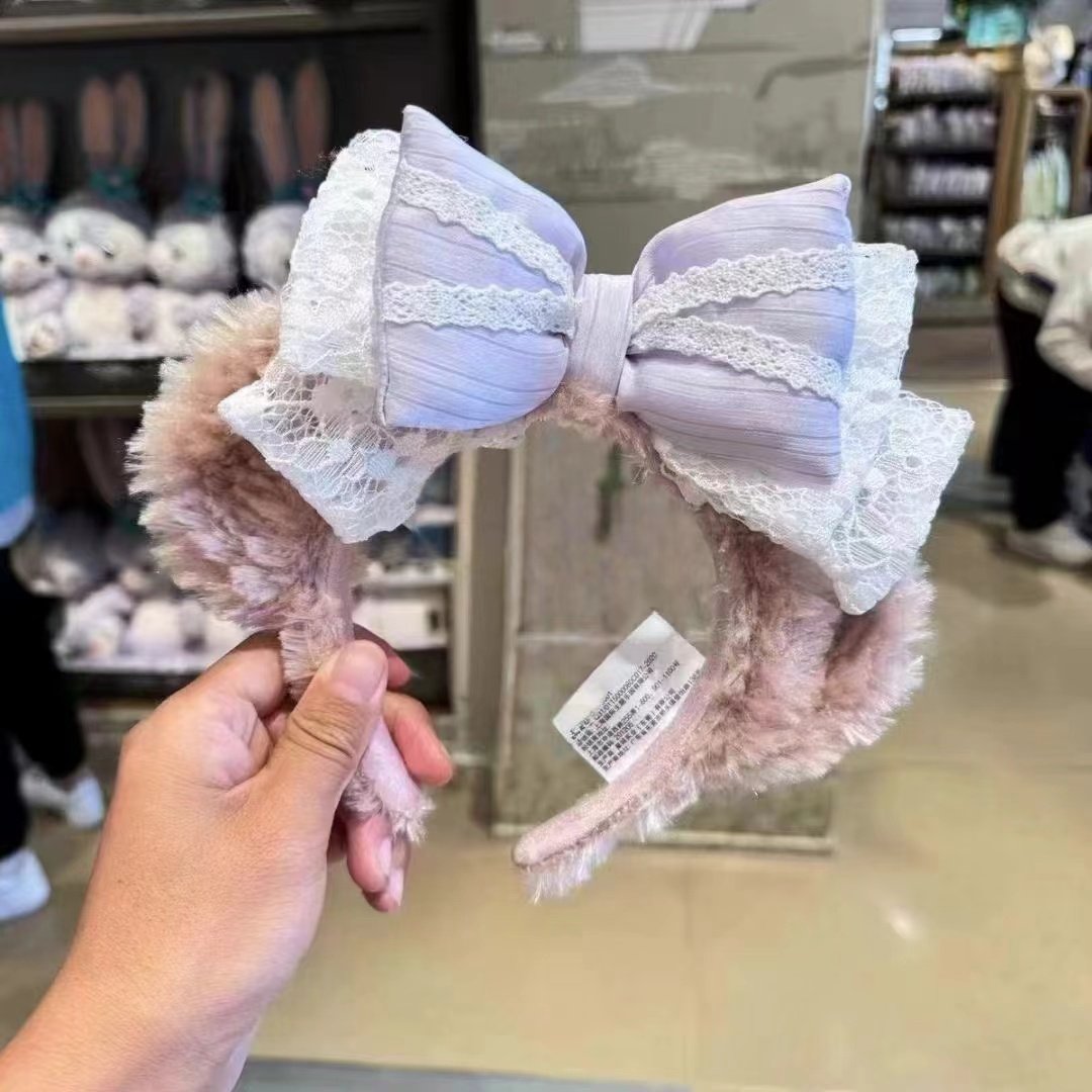 雪莉玫紫色蝴蝶结迪斯尼发箍米妮立体亮片头箍米奇耳朵发卡美人鱼