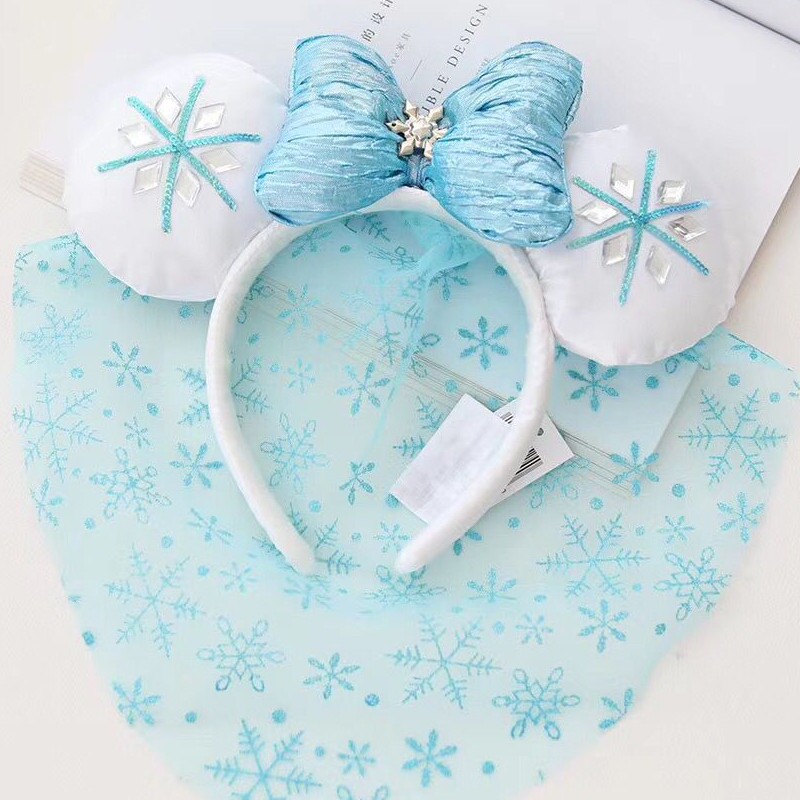 迪斯尼发箍头纱米奇耳朵米妮波点蝴蝶结头箍女毛绒迪斯尼可爱发卡