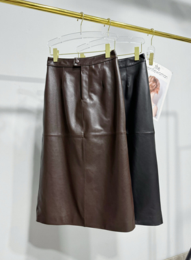 2025真皮皮裙进口头层绵羊皮半身裙植鞣皮中长裙