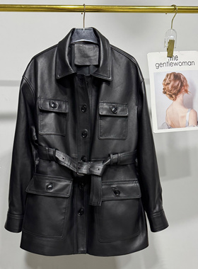 真皮皮衣2025秋冬新款进口植鞣头层绵羊皮风衣中长外套李宇春同款