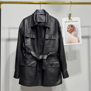 真皮皮衣2025秋冬新款进口植鞣头层绵羊皮风衣中长外套李宇春同款