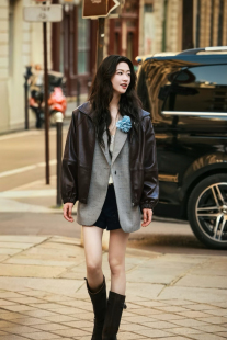 2026春新款 进口油蜡头层绵羊皮皮衣外套夹克女真皮上衣向涵之同款