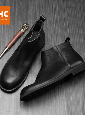 帕达索秋冬新款男士真皮切尔西靴英伦百搭短靴高帮马丁靴潮221106