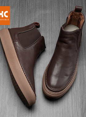 帕达索秋季马丁靴男真皮复古透气英伦高帮皮鞋男厚底短靴潮201208