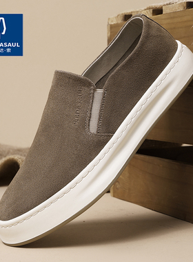 帕达索男鞋一脚蹬乐福鞋日系复古休闲鞋软底懒人鞋厚底板鞋220522