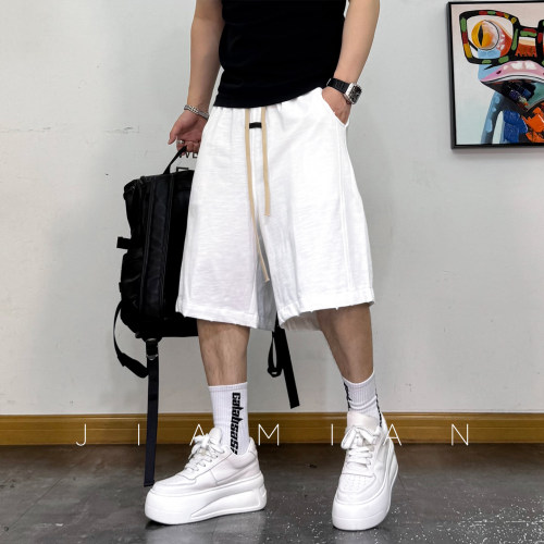 纯色薄款宽松垂感休闲五分中裤男