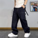 复古水洗工装 牛仔裤 男潮牌宽松直筒裤 美式 潮流百搭哈伦阔腿裤 男