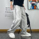 美式 秋款 休闲宽松垂感直筒裤 男青年运动三条杠拼接做旧脏脏灰卫裤
