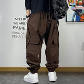 秋季 宽松抽绳绣标青年潮流哈伦裤 休闲裤 男士 男多口袋工装 裤 束脚裤