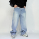 男通勤休闲宽松直筒阔腿百搭长裤 2026春夏美式 复古做旧水洗牛仔裤