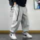 健身运动裤 青年百搭宽松垂感直筒裤 子腰带按扣装 男士 饰春秋卫裤 男