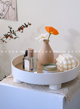 北欧ins风白色圆形香薰摆盘托盘