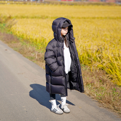 2024冬季新款女童红色连帽羽绒服