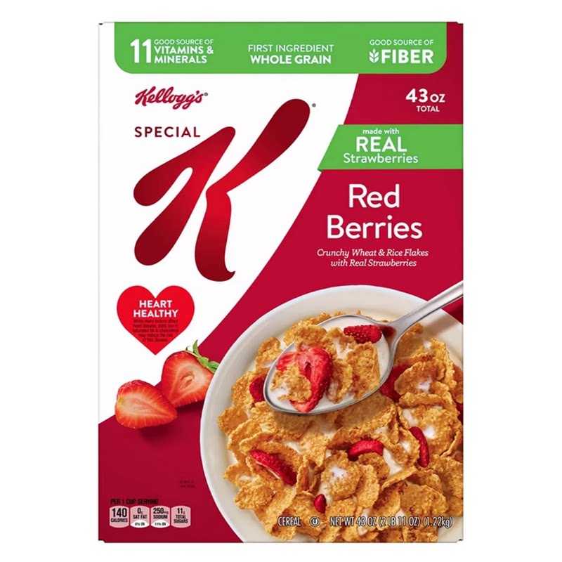 现货美国进口Kellogg's家乐氏special K草莓麦片玉米片1.2KG盒装
