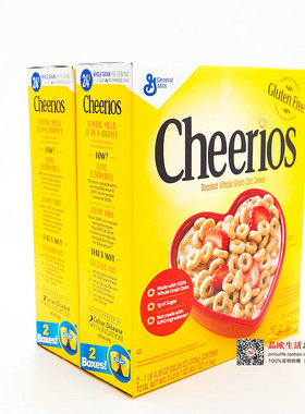 双盒包邮美国进口通用磨坊Cheerios原味高铁全谷物燕麦圈1KG零食