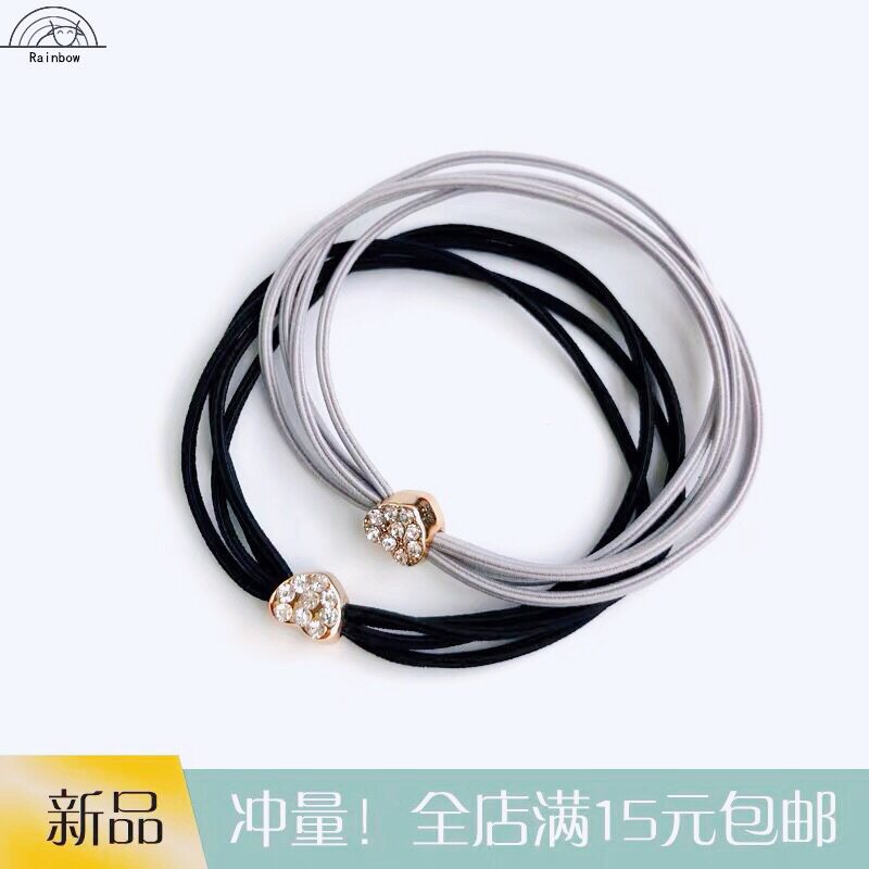韩国网红个性经典爱心风水钻发圈头绳发绳扎头发橡皮筋皮套女包邮