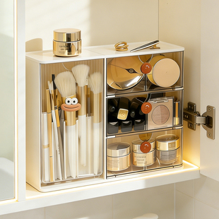 卫生间镜柜收纳盒抽屉式口红盒化妆刷收纳筒浴室柜内化妆品置物架