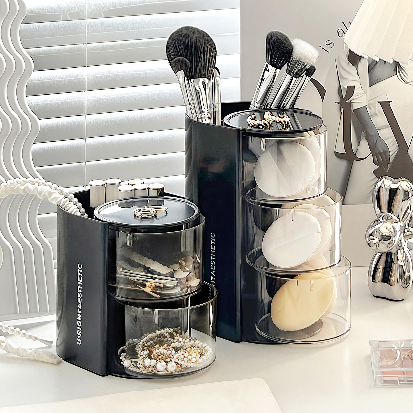 化妆刷收纳筒防尘高级感粉扑美妆蛋收纳盒化妆品置物架眉笔刷子桶,收纳整理,桌面收纳盒,淘宝优惠券,粉丝福利购,淘宝优惠卷