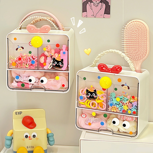 儿童发饰收纳盒壁挂式女孩皮筋头绳发圈发夹发箍首饰盒梳子置物架