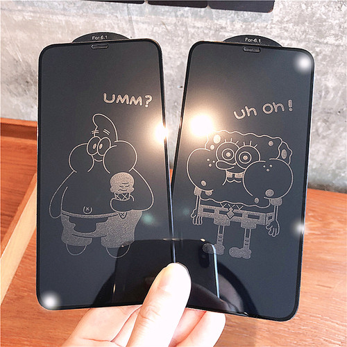 全屏卡通苹果息影钢化膜创意情侣