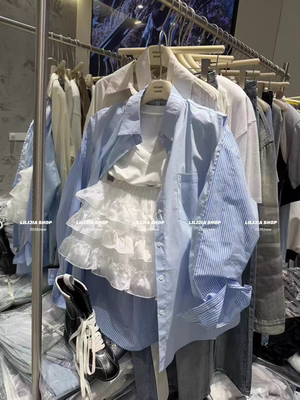 MH家 2026新款韩版时尚百搭显瘦翻领单排扣长袖衬衫女上衣