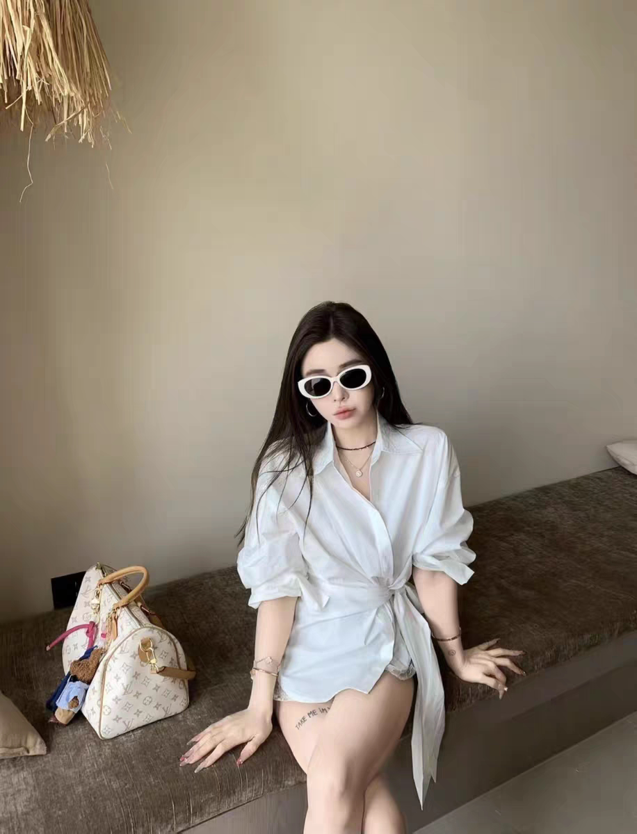 MH家 女装2026春新款设计感扭结衬衫系带收腰宽松薄款长袖衬衣