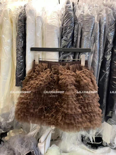 MH家 2025秋季新款韩版时尚百搭宽松高腰松紧腰蓬蓬纱裙半身裙