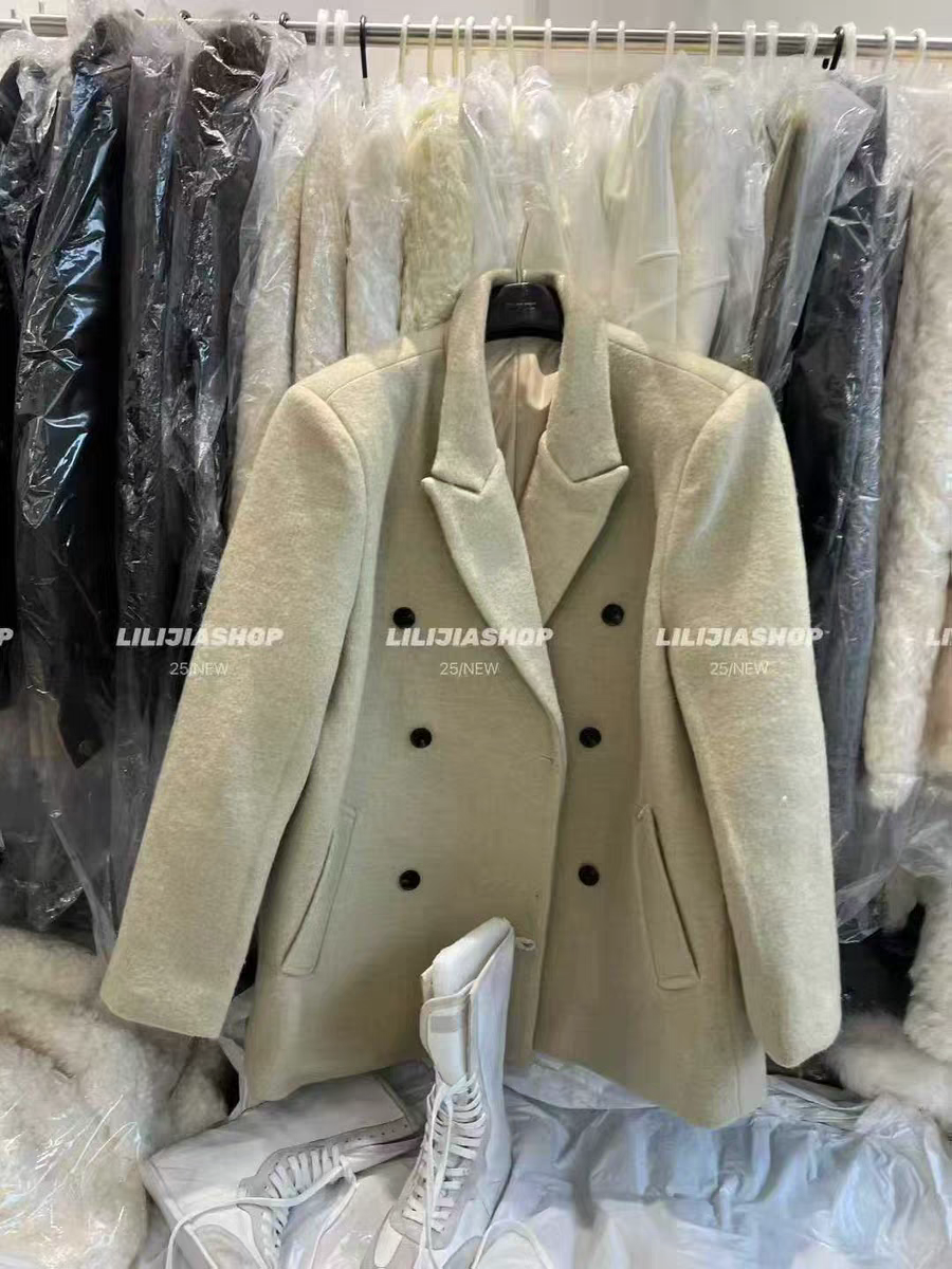MH家 2025秋冬新款韩版时尚百搭宽松显瘦毛呢加厚西装大衣外套