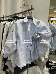 韩版 新款 时尚 气质百搭显瘦宽松印花条纹长袖 MH家 衬衫 2026春季