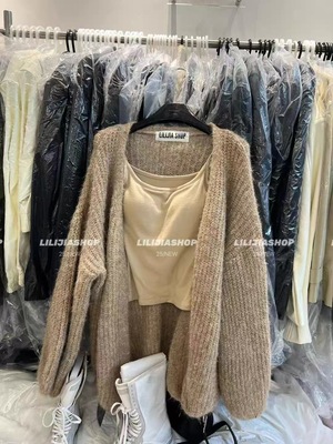 MH家 2025秋冬新款韩版宽松慵懒风软糯毛衣外套女针织开衫上衣