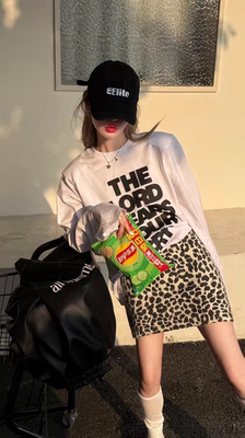 MH家 2026春季韩版时尚百搭圆领字母长袖T恤女宽松显瘦打底衫