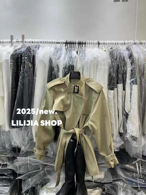 MH家 2025春季新款气质修身短款立领宽松时尚百搭风衣外套女