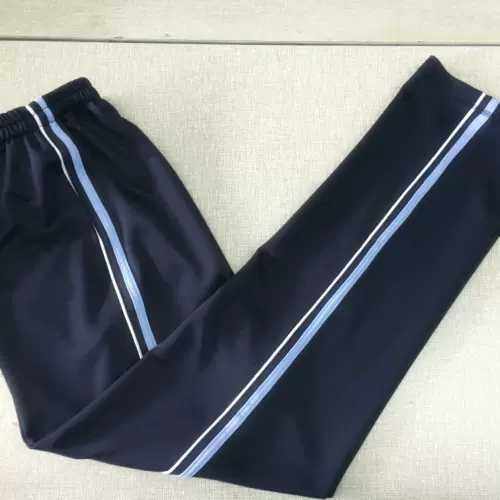 夏季超薄款藏青镶白色细条天蓝色一厘米杠长裤休闲裤男女运动校裤