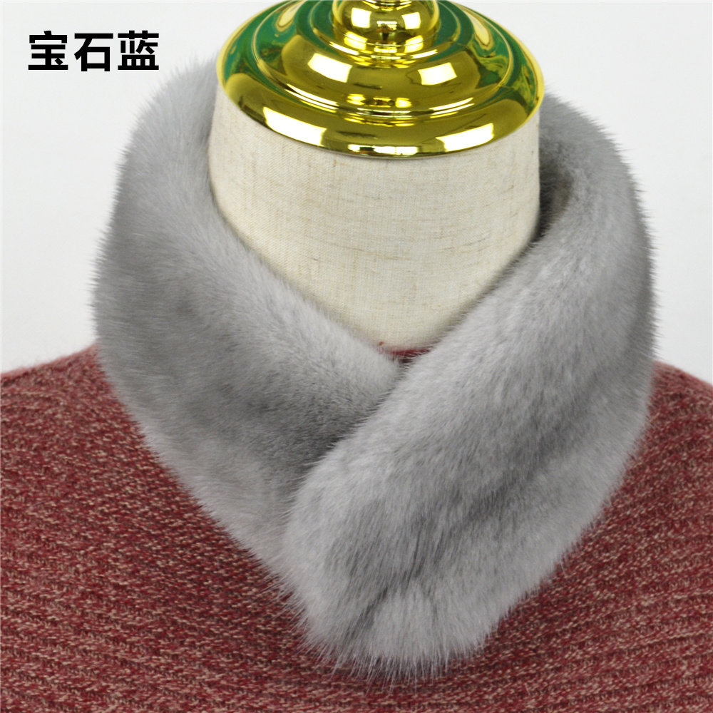 整貂水貂毛围脖女真毛皮草裘皮小围巾小领毛毛领韩版简约脖套