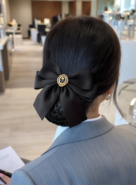 职业女护士盘发黑色蝴蝶结发卡