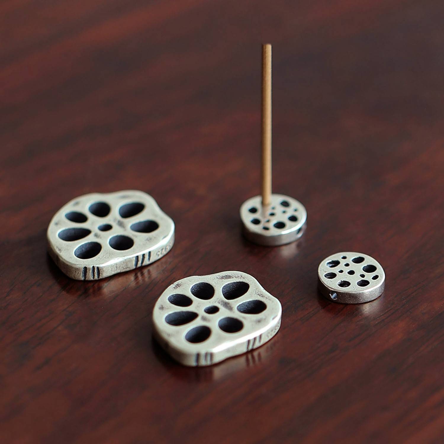 S925纯银藕片香插沉香檀香线香香笠香道入门复古银创意多孔香插,家居饰品,香薰炉,淘宝优惠券,粉丝福利购,淘宝优惠卷