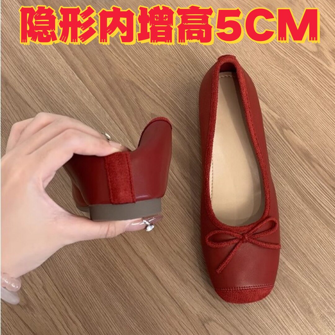 羊皮法式复古蝴蝶结芭蕾单鞋