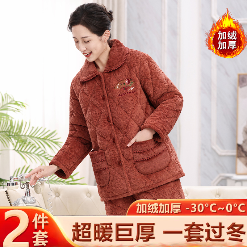 冬季大码胖妈妈200斤家居服