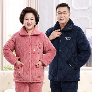情侣三层夹棉加厚中老年装